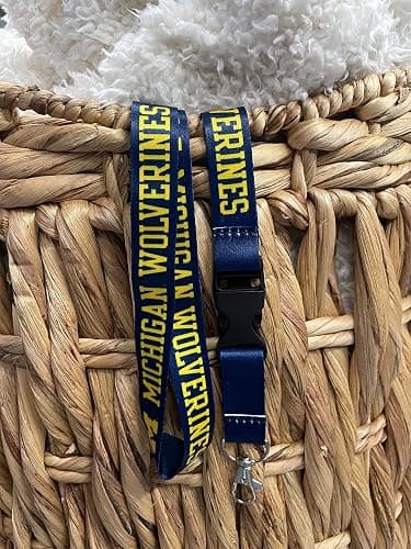 Desert Cactus University of Michigan Lanyard Wolverines UM U of M Go Blue Hail Car Keys ID Badge Holder Lanyard Keychain Detachable Breakaway Snap Buckle (Blue) thumbnail 5