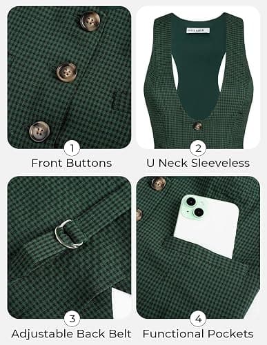 GRACE KARIN Women's Suit Vest Top, Dressy Casual Sleeveless Button Wasitcoat, Fromal Steampunk Blazer For Work Office thumbnail 2