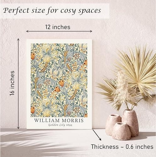 Induslyfe Framed Flower Wall Art Canvas Decor Set of 3, William Morris Wall Art Framed Prints Posters Mid Century Modern Art, Aesthetic Floral Botanical wall art for bedroom living room bathroom 12x16 thumbnail 7