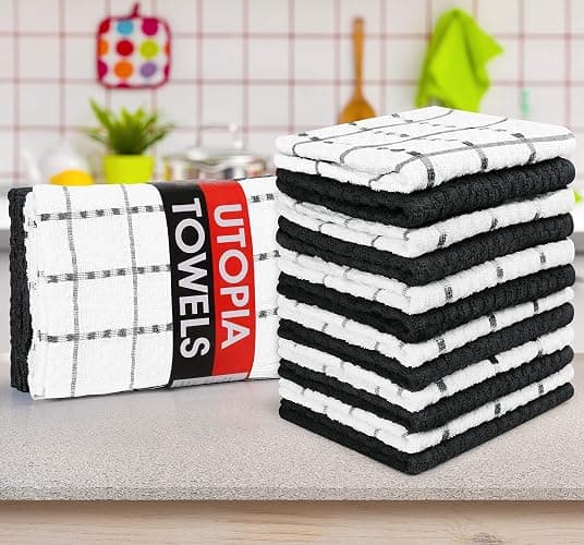 Utopia Towels - Kitchen Towels 12 Pack, 15 x 25 Inches, 100% Ring Spun Cotton Super Soft and Absorbent Linen Dish, Tea and Bar Towels Set, Black thumbnail 8