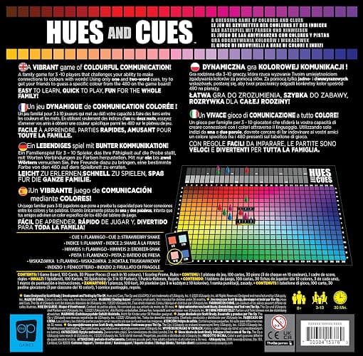 The OP Usaopoly | Hues and Cues Multilingue Jeu de Société en Francais Multilingue pour Toute la Famille | Jeu de Fête pour 3-10 Joueurs | Reliez Les Indices de 480 Cases Colorées thumbnail 4