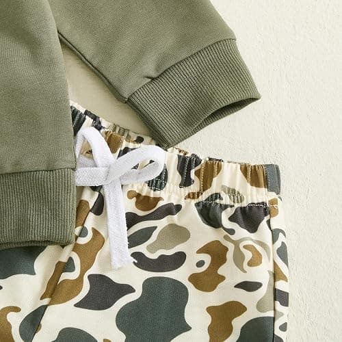 VISGOGO Toddler Baby Boy Hunting Outfit Duck Half Zip Long Sleeve Sweatshirt Pants Set 2 Fall Camouflage Clothes thumbnail 6