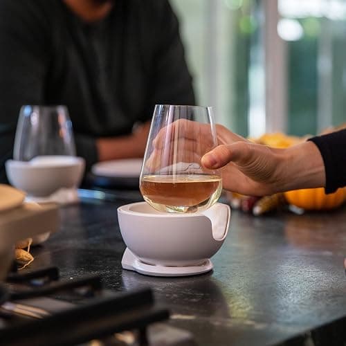 VoChill Stemless Wine Glass Chiller | Keep the Chill In Your Glass | Made In USA | Separable & Refreezable Chill Cradle | Actively Chills Stemless Glassware | Sand, Single Stemless thumbnail 7