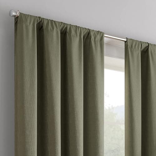 ECLIPSE Kendall Modern Blackout Thermal Rod Pocket Window Curtain for Bedroom or Living Room (1 Panel), 42" x 95", Artichoke thumbnail 6