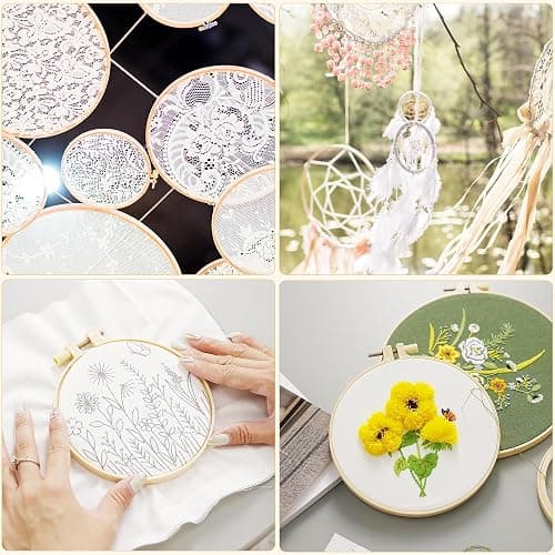Caydo 6 Pieces Embroidery Hoops 3 Inch to 10 Inch Cross Stitch Hoop Small Embroidery Hoop with 16 Pieces Needles for Embroidery, Punch Needle, Craft Sewing and Ornaments thumbnail 7