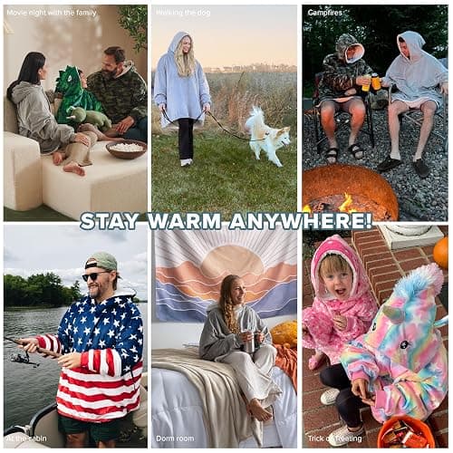 Bare Home Wearable Blanket Hoodie - Soft Plush Sherpa - Warm and Cozy - Oversized Wearable Blanket - Adult & Kid Sizes thumbnail 8