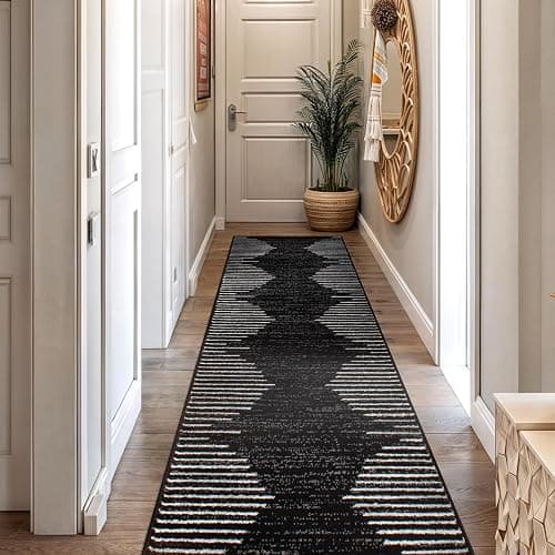 Rugshop Bohemian Stripe Stain Resistant High Traffic Living Room Kitchen Bedroom Dining Home Office Runner Rug 2' x 7' Black thumbnail 3