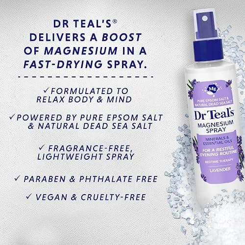 Dr Teal's Magnesium Lavender Spray with Natural Dead Sea Salt, 8 fl oz (Pack of 2) thumbnail 4
