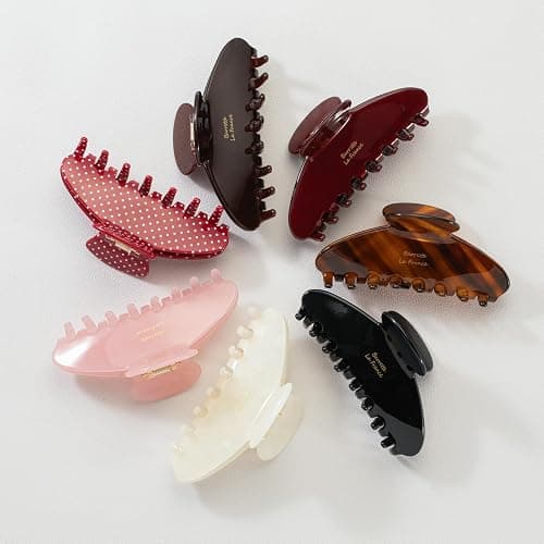 Large Acetate 4 Inch Hair Claw Clip for Women, Pink Hair Claw Clips & Jaw Clips for Thin or Thick Hair,French Style Hair Claws with Non-Slip Teeth, Hair Accessories for Updos, Buns & Ponytails（White) thumbnail 4