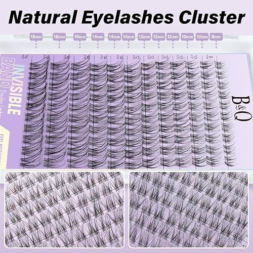 B&Q Flora Lash Clusters Invisible Band False Eyelashes Clusters Natural Cluster Eyelash Extensions Comfortable Individual Lashes Extension DIY Soft Eyelash Clusters （Flora-MIX8-18mm） thumbnail 4