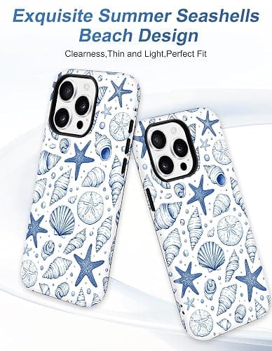 Aitipy Compatible with MagSafe Summer Collage Case for iPhone 16e/17e, Cute Magnetic Aesthetic Blue Seashells Beach Soft TPU and Hard PC Shockproof Protective Phone Cover for Women Girls thumbnail 3