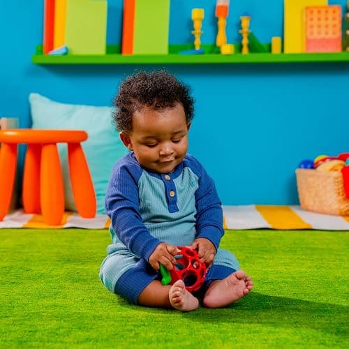 Bright Starts Oball Easy Grasp Red Apple Teether Toy, Hold My Own Collection, BPA Free, Unisex, Newborn and Up thumbnail 6