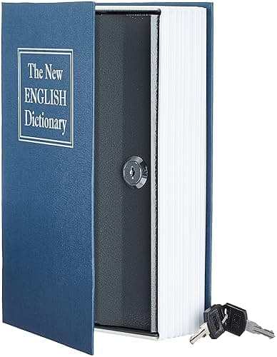 Amazon Basics Book Safe, Key Lock, Blue, Large - Blue - Large - Key Lock