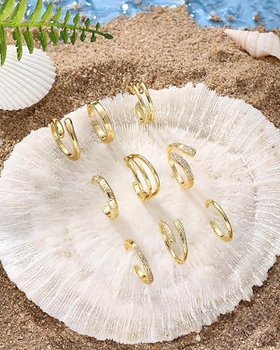 Besteel Toe Rings for Women 14K Gold Filled Simple Hug CZ Triple Open Band Rings Trendy Silver Plated Adjustable Toe Rings Summer Beach Foot Jewelry for Women thumbnail 3