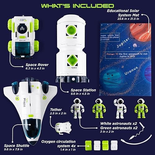 CHUKOO [Upgraded Set] Space Toys for Kids 3 4 5 6 7 8, Space Shuttle with Rocket Ship Toys - 4 Astronauts, Station, & Rover, Spaceship Toy, Rocketship Solar System Playset thumbnail 3