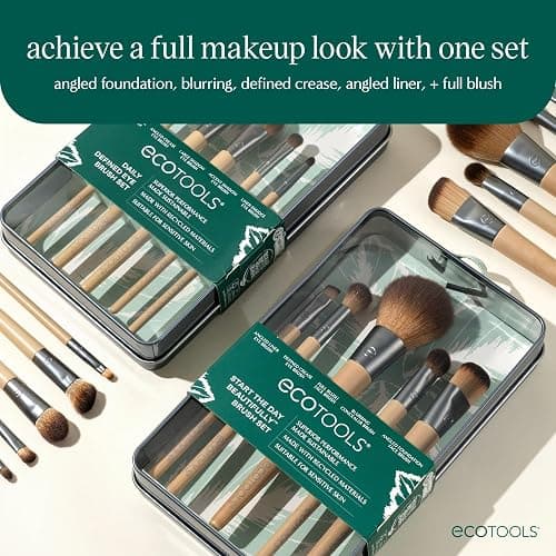 EcoTools Makeup Brush Set for Eyeshadow, Foundation, Blush, and Concealer with Bonus Storage Case, Start the Day Beautifully, Travel Friendly, 6 Piece Set thumbnail 3