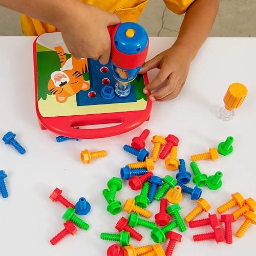 Educational Insights Design & Drill ABCs & 123s - Construction Toys & Toddler Tools, Kids Tool Set with Real Electric Drill Toy, Preschool Learning Activities, Building Kits and Gifts for Ages 3+ thumbnail 2