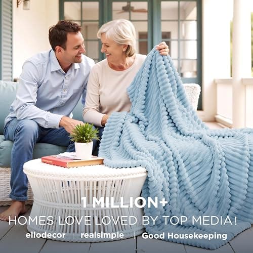 Bedsure GentleSoft Blue Fleece Blanket for Couch - Cozy Soft Blankets for Women, Cute Small Throws for Girls, Spring Decorations for Home, Light Blue, 50x60 Inches thumbnail 3