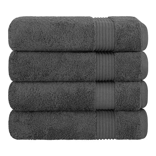 Cotton Paradise 4 Piece Turkish Bath Towels for Bathroom, Extra Large Soft Plush Towels Bathroom Set, Dark Gray thumbnail 7