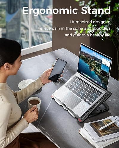 AICHESON Laptop Cooling Pad 5 Fans Up to 17.3 Inch Heavy Notebook Cooler, Blue LED Lights, 2 USB Ports, S035, Blue-5fans thumbnail 3