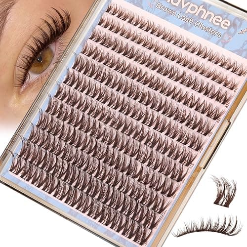Flaunt Lash Clusters Brown Eyelash Clusters Fluffy Cluster Lashes Ultra-Dense Lash Clusters Eyelashes Extension Waterproof Individual Lashes Dark Brown Wispy CC-Curly Lash Extensions (144Pcs, 8-16MM) thumbnail 8