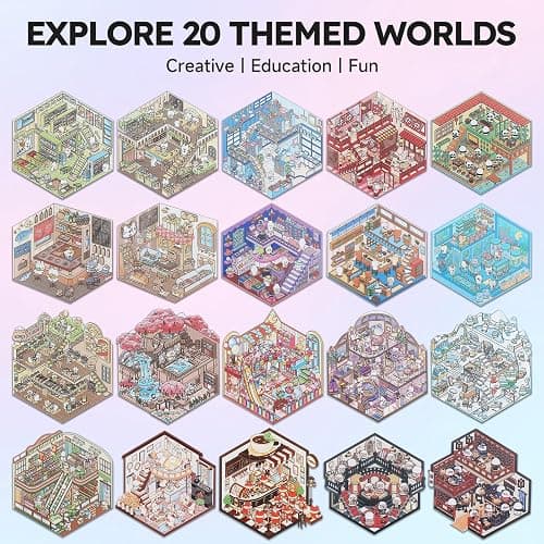 3D Sticker Scene Books for Adults, 20PCS Reusable Sticker Book Set, DIY Miniature House & Shop Scenes, Cute Sticker Scenes Kit, Creative Hobby & Stress Relief Gift thumbnail 7