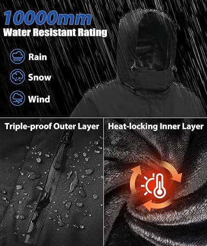 Buyboxs Mens Winter Snow Jacket Waterproof Ski Jackets Snowboard Rain Warm Coat Insulated Hood Fleece Lined thumbnail 2