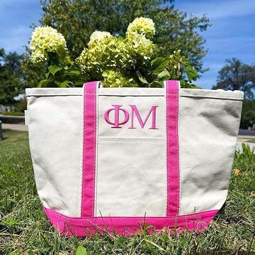 Go Greek Chic Sorority Embroidered Classic Canvas Tote Bag thumbnail 3