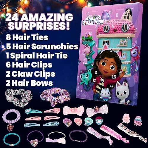 Gabby’s Dollhouse Advent Calendar 2026 for Girls 24 Hair Accessories | Hair Clips, Bands & Scrunchies Kids Christmas Countdown Calendar, Girls Xmas Surprise Gifts thumbnail 6