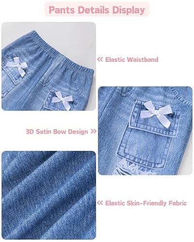 Yhnslsf Toddler Girl Clothes Fall Little Girls 2 Piece Outfit Sets 3-8Years | Winter Sweatshirt Print Wide Leg Jean Pants Kids Girls Clothing Sets,Back to School Girl Outfits,Cute Birthday Gifts Clothes thumbnail 6