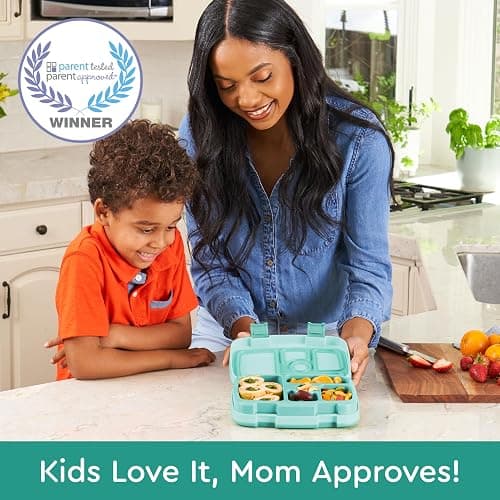 Bentgo Kids Bento-Style 5-Compartment Leak-Proof Lunch Box - Ideal Portion Sizes for Ages 3 to 7 - Durable, Drop-Proof, Dishwasher Safe, PFAS & BPA-Free & Made with Food-Safe Materials (Seafoam) thumbnail 3