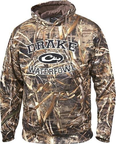 Drake Waterfowl Men's Warm Camo Hunting Hoodie with Ribbed Cuffs, Drawstring Hood & Kangaroo Pouch - Image 1