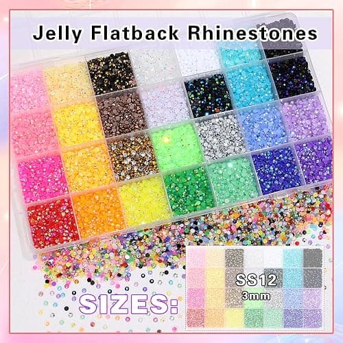 RODAKY Resin Jelly Rhinestones for Crafting Bedazzling,28 Color Rhinestones for Nails Art,3MM Nail Rhinestone and Gems,Nail Diamond Flatback Gems Crystals Charms for Nail Design DIY Makeup Decor thumbnail 2