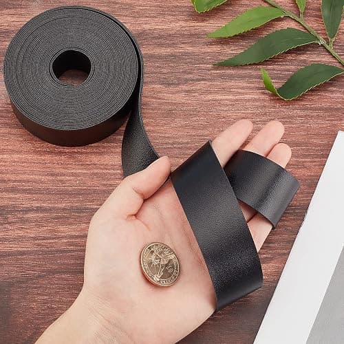 GORGECRAFT 118 Inch Black Double Sided Leather Strip Strap 1.18 Inch Wide Smooth Leather Belt Wrap Flat Cord for DIY Crafts Projects Clothing Making Bag Handles Belts thumbnail 2