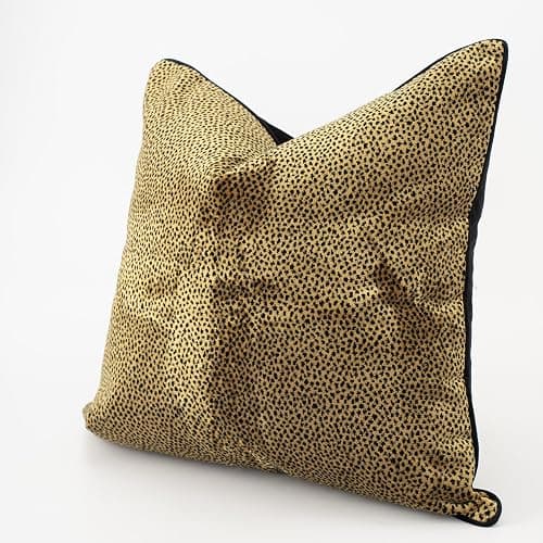 1pc luxury palace royal contemporary pillow cover, Leopard dot black and gold animal pattern single-sided high-precision jacquard velvet cutting process with zipper 18 x 18 inches (no pillow core) thumbnail 3