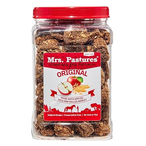 Mrs Pastures Cookies and Treats for Horses - Premium Horse Treats - Made with Apples, Oats, and Rolled Barley - Preservative Free - All Natural Ingredients - No Corn or Soy - Made in USA - (32oz Jar) - Image 1