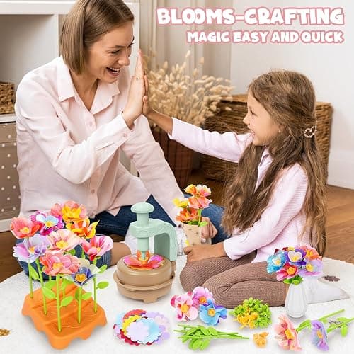 DIY Fabric Flower Bouquet Craft Kit, Educational Toy Gift Girls Toddlers 4+ | Flowers Market Toy for Kids, Build Your Flower Bouquet, Arts & Crafts for 4+ Year Toddler Girl thumbnail 6