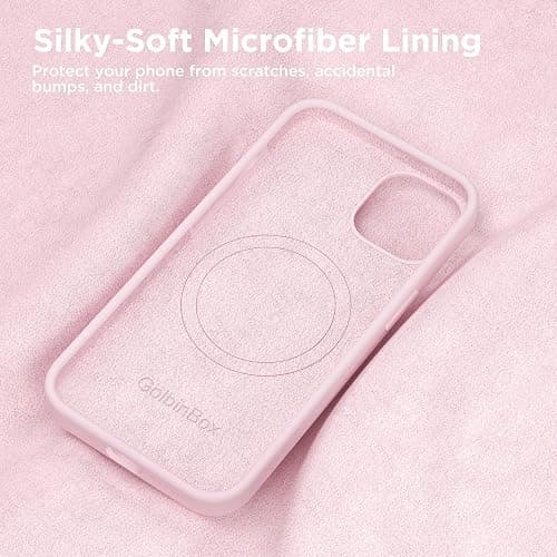 GolbinBox Magnetic for iPhone 15 Case, Compatible with MagSafe, [Soft Anti-Scratch Microfiber Lining], Slim Liquid Silicone Shockproof Protective Phone Case for iPhone 15 6.1 inch, Chalk Pink thumbnail 6