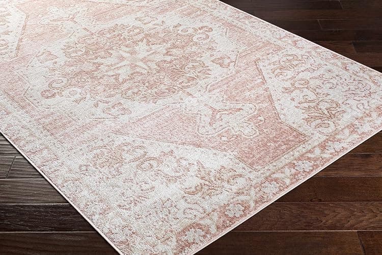 BoutiqueRugs Blush & Light Pink Collection Snead Bohemian Oriental Medallion Area Rug - Traditional Floral Carpet for Living Room, Bedroom - Blush, Pale Pink, Cream - 3'11" x 5'7" - 3'11" x 5'7" (Rectangular) - Pale Pink, Plum, Peach / Snead thumbnail 5