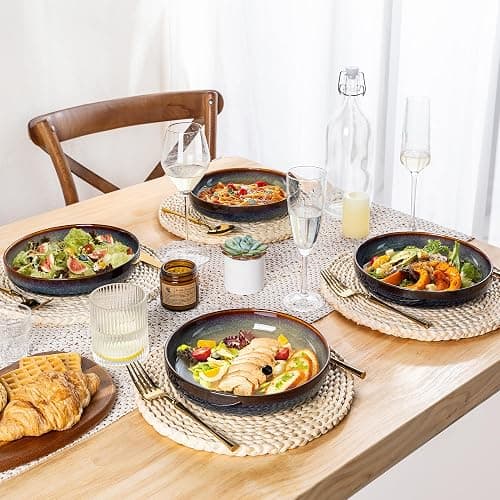 theterra 8.5'' Ceramic Pasta Bowls, Salad Bowls Set of 4, Stoneware Serving Bowls for Fruits, Noodle, Dinner, House-warming Wedding Present, Coca Mocha thumbnail 6