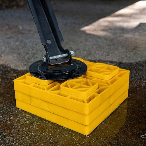 Camco Camper/RV Leveling Blocks - Features Stackable Interlocking Design & Includes Zippered Bag for RV Storage - Compatible w/Single Wheels, Dual Wheels, Tandem Axles & More - 16-Pack (44501) thumbnail 3