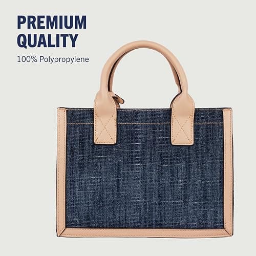 True Religion Denim Tote Bag, Bombe Logo Shoulder Carryall with Horseshoe Hardware and Strap Hand Bag, Dark Denim thumbnail 5