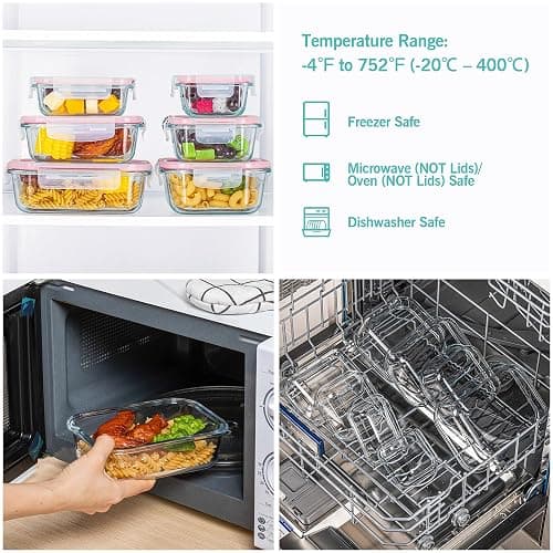 Vtopmart 8 Pack Glass Food Storage Containers with Airtight Lids, Glass Meal Prep Containers, Lunch Containers for Microwave, Oven, Freezer and Dishwasher, BPA Free thumbnail 6
