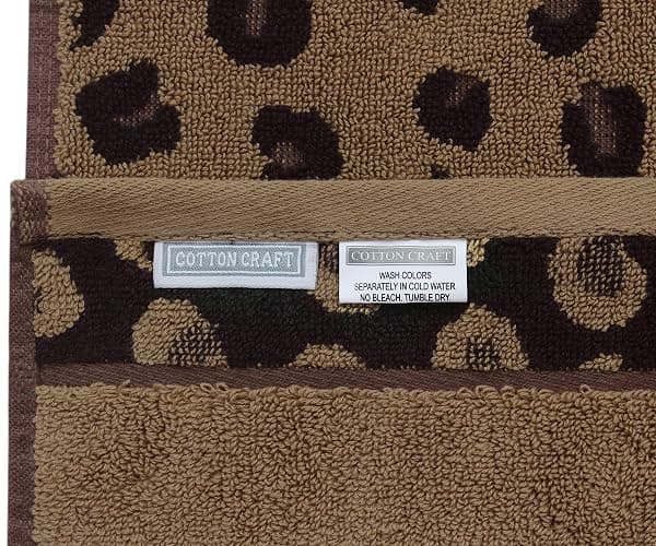 COTTON CRAFT 6 Piece Towel Set - 100% Cotton Animal Print Safari Towels | Soft Absorbent Leopard Cheetah Jacquard Bathroom Towels - 2 Bath Towel, 2 Hand Towel, 2 Washcloth Decorative Guest Towels thumbnail 2