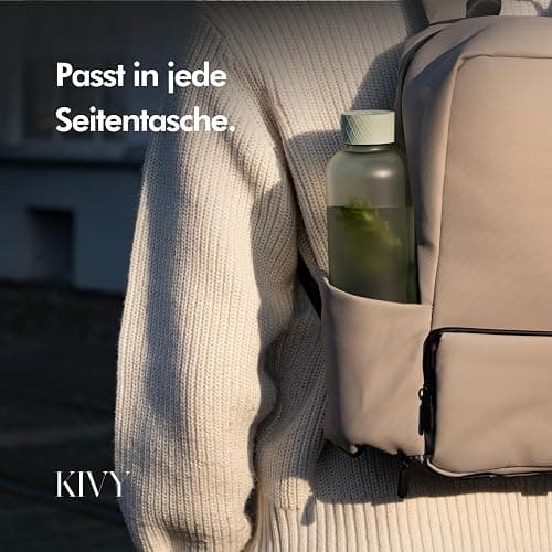 KIVY Tritan Trinkflasche 1l - Kohlensäure geeignet & Auslaufsicher - Für Sport, Schule & Büro - Sport Trinkflasche Gym - Wasserflasche Sprudel geeignet - Sportflasche 1 Liter - Weiß/Gold thumbnail 6