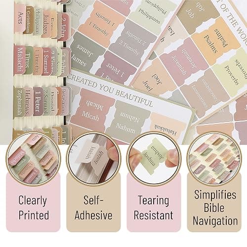 Mr. Pen- Bible Tabs, 75 Boho Theme Laminated Tabs for Women and Men, Study Bible Index, Book Labels thumbnail 6