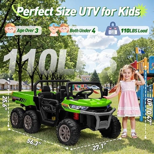 24V Ride On Dump Truck Car for Big Kids 2 Seater XL, 4WD 6-Wheels Battery Powered Ride On Toy with Remote Control, 800W Powerful Motors, Dump Bed & Shovel, Electric UTV for Boys Girls thumbnail 3