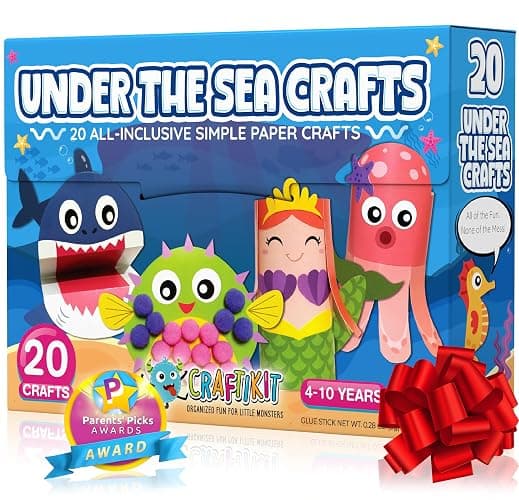 Craftikit® 20 Under The Sea Arts & Crafts Kits for Kids – Mermaid & Sea Animal Paper Crafts for Girls & Boys Ages 4-10 – Preschool Art Supplies & Toddler Craft Set - Image 1