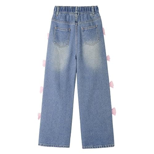 Rolanko Girls Jeans Denim Elastic Wasit Wide Leg Baggy Pants Kids Clothes 4-14 Years thumbnail 4