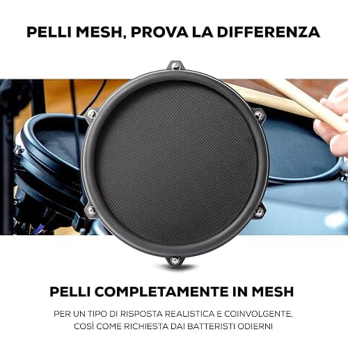 Alesis Nitro Mesh Kit - Batteria Elettronica con Pelli Mesh Silenziose, Pedale e Pad Grancassa, 385 suoni, 40 Kit, Lezioni di Batteria Online e Accessori thumbnail 2